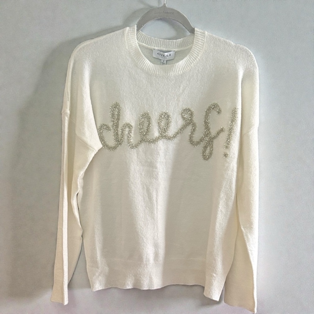 🥂🆕 GILLI Cheers! Sweater. Color: Cream.  Size S.  NWT